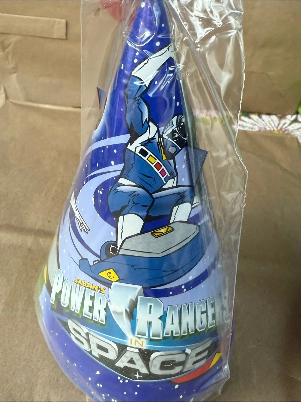 Vintage 1998 Power Rangers In Space Cone Party Hat Pack of 8 Happy Birthday Hat
